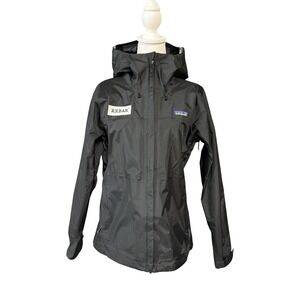 Patagonia Jacket Womens Small Black Torrentshell Rain Hooded RXBAR Logo Nylon